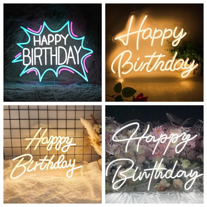 

Happy Birthday Neon Sign,glowing Sign, Neon Sign, Happy Birthday LED Sign Background All Birthday Party Decoration USB Powered
