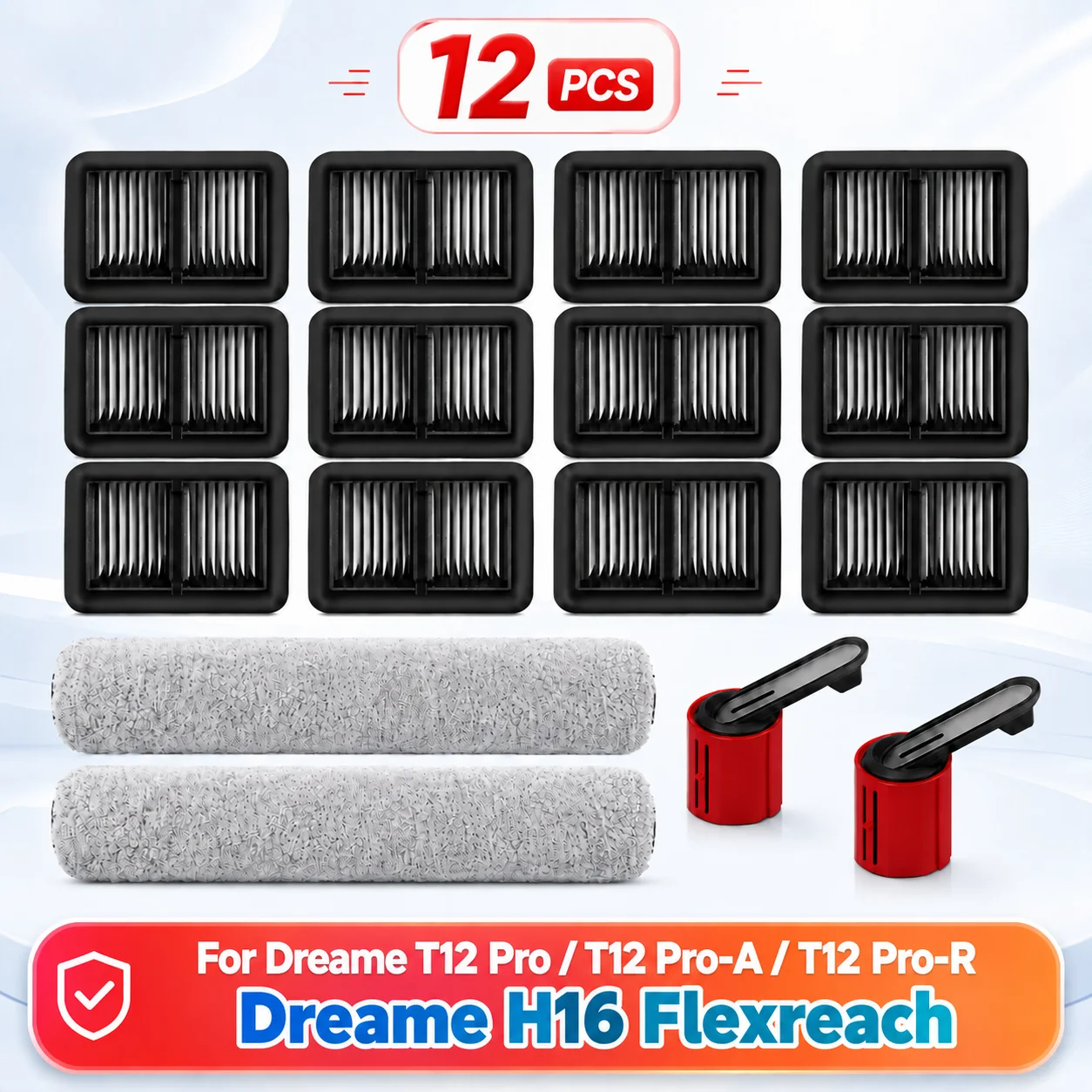 Fit For Dreame H16 Flexreach, T12 Pro / T12 Pro-A / T12 Pro-R Ultra Thin Main Roller Brush HEPA Filter Accessories