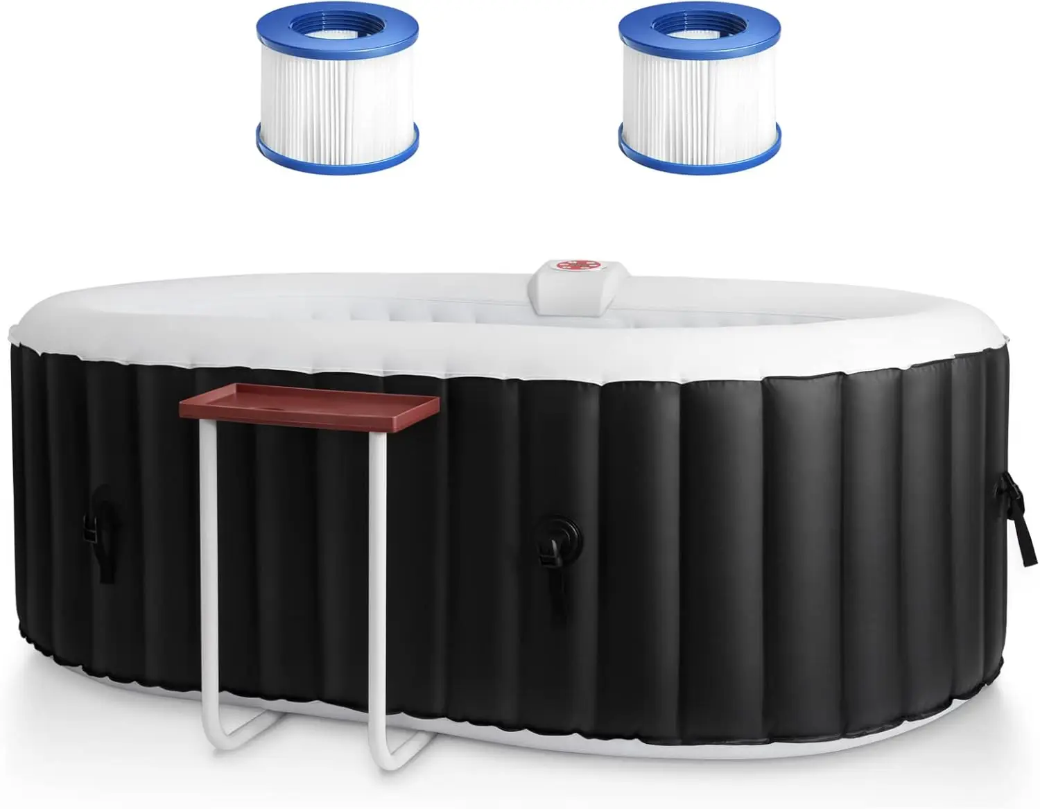 Edostory Inflatable Hot Tub Spa 2-4 Person Outdoor Airjet Spa With 90 Bubbles Jets, Oval Portable Blow Up Hot Tub With 2 Filter