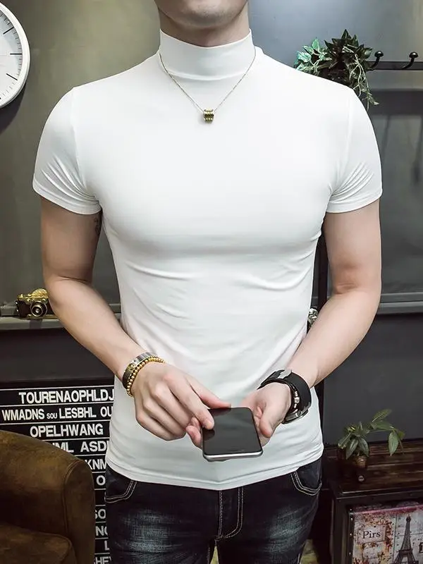 

Мужская хлопковая футболка Vm Slim Fit с коротким рукавом и высоким воротником, универсальная базовая модель для осени