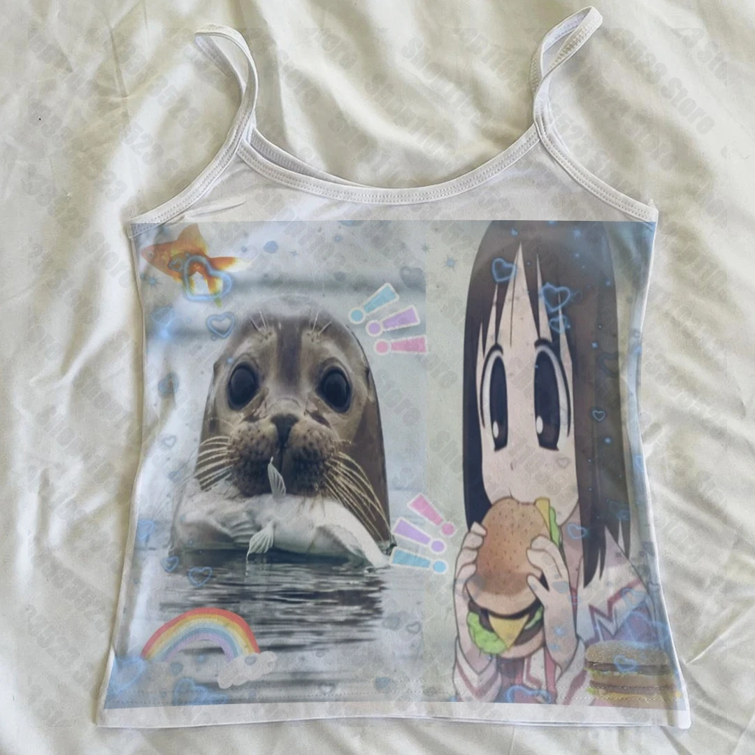 أزياء النساء الملابس سترة القمم القوطية الشرير المرأة الطفل تانك Y2k ايمو خمر الجرافيك اقتصاص القمم تانك القمم 2000s الصيف سترة #1