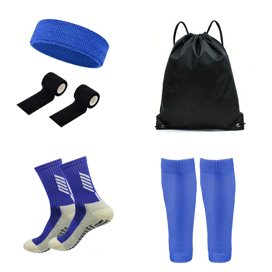 

5 шт. комплект, нескользящие дышащие спортивные футбольные носки, водонепроницаемая сумка, спортивные хиджабы, бинты, носки до середины икры