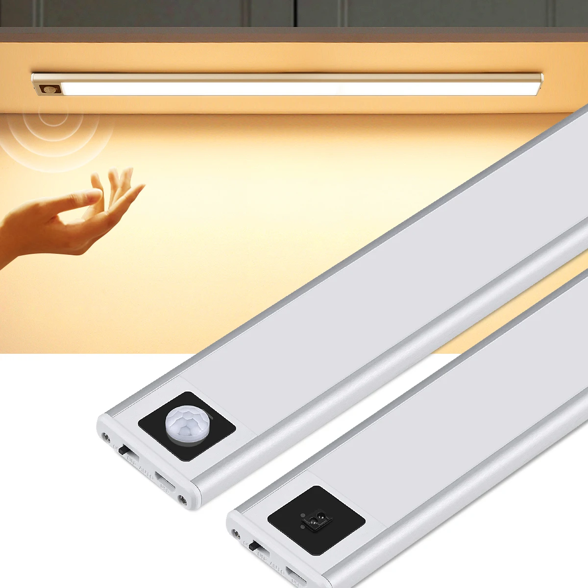 USB LED Bar Light Motion Sensor Led Night Light Hand Scan Sensor Aluminium LED Bar Light for Kitchen Wardrobe Cabinet 20CM 40CM