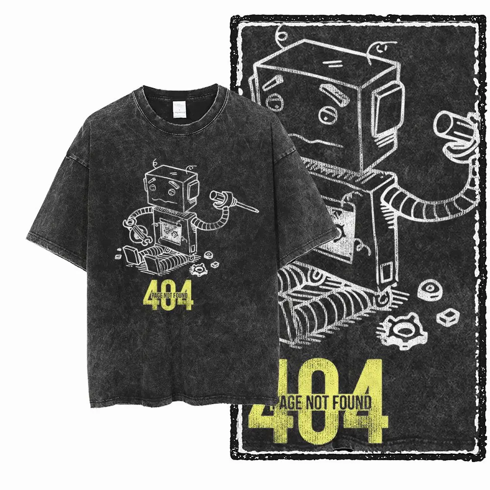 Exclusive 100% Cotton Men's Big Size programmer Graphic T-shirt | Acid Washed  Streetwear Cool O-neck men's Tee Tshirt