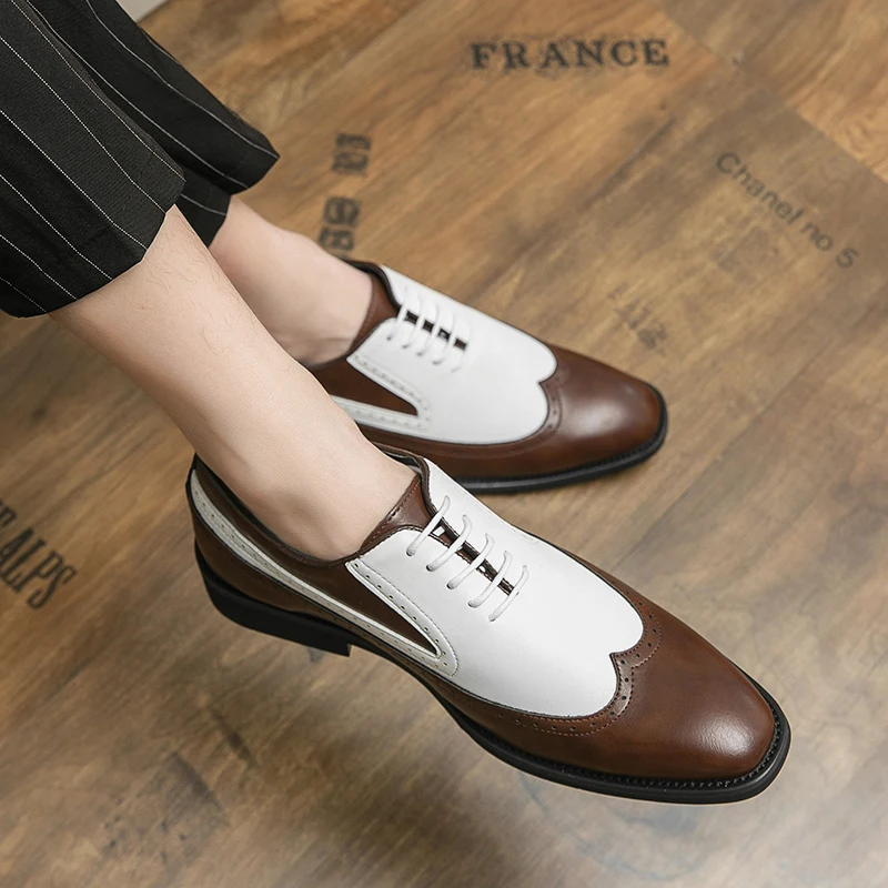 Dopamine Bag Style British Block Shoes Classic Color Blocking High-quality Business Formal Lace Up Shoes Height Increasing Shoes
