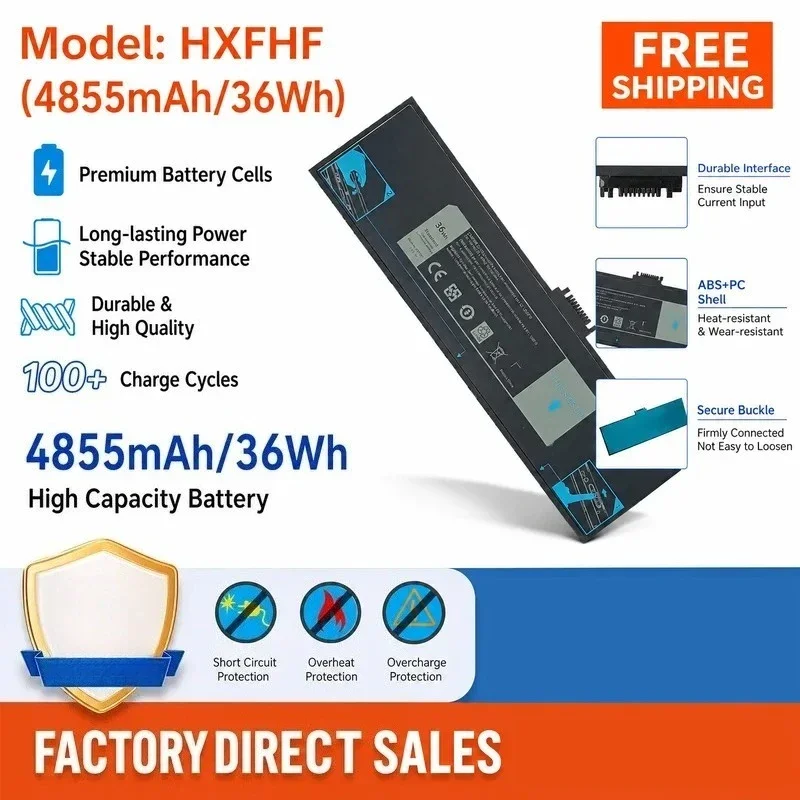 [NEW] 7.4V 36Wh Tablet Battery HXFHF VJF0X for Dell for Venue 11 Pro 7130 7139 7310 Battery