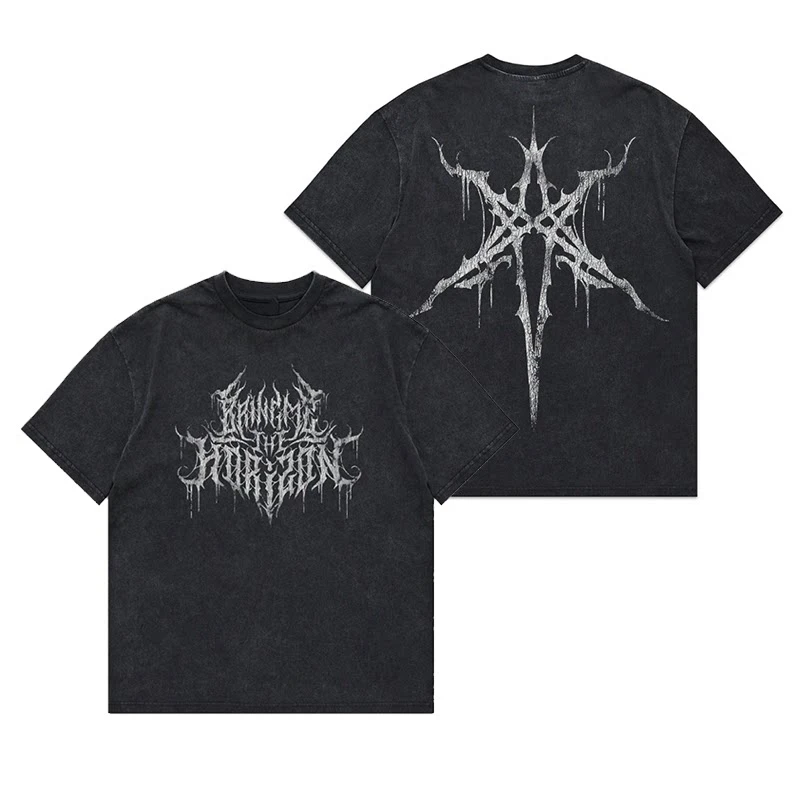 Camiseta Clássica Bring Me The Horizon com Logo em Metal, Camiseta Gráfica de Algodão para Homens e Mulheres, Moda de Verão