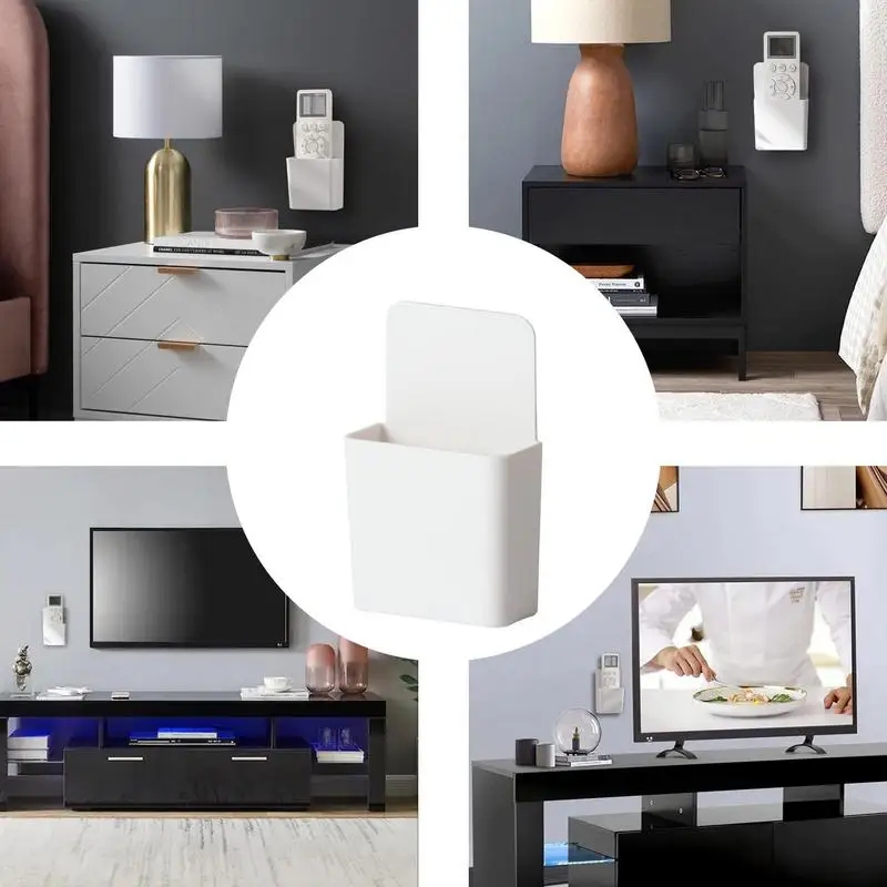 Wall Mounted Organizer Storage Box Remote Control Air Conditioner Storage Case Mobile Phone Plug Holder Stand