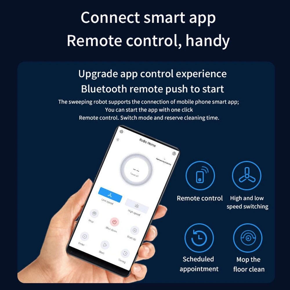 -ESTR جهاز آلي لتنظيف الأتربة ذكي رفيع للغاية أوتوماتيكي كنس شفط سحب 3 في 1 APP التحكم عن بعد