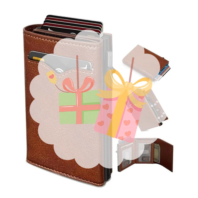 Up Wallet For Men Blocking Credit Card Holder With Clear ID Window Cash Pocket Slim Business Purse Gift