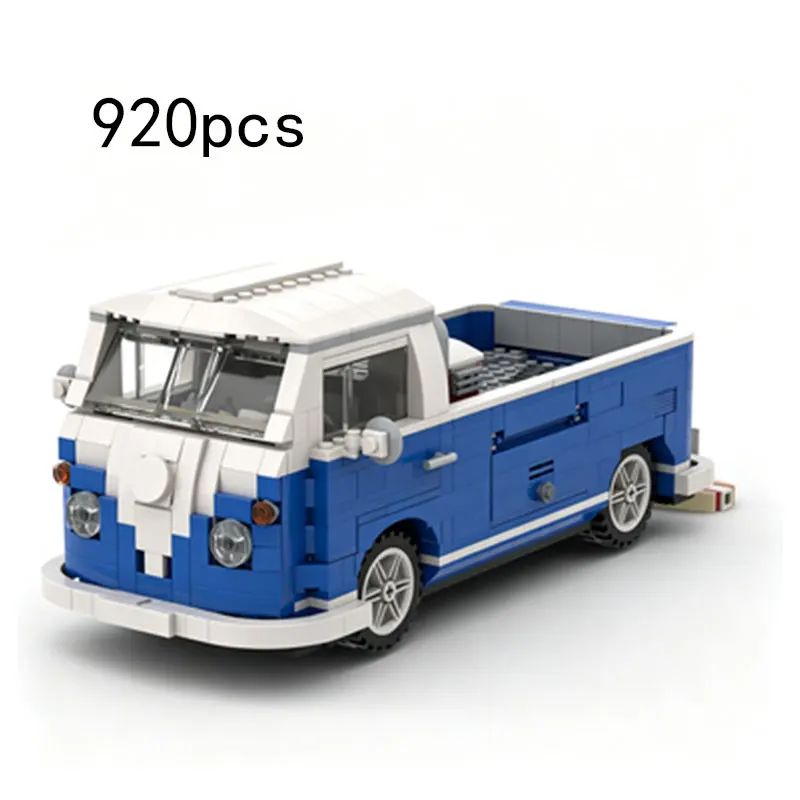 MOC 920pcs Blue Retro Pickup Truck Classic Model Small Particle Assembly Building Block Camping Transport Vehicle Creative Toy G
