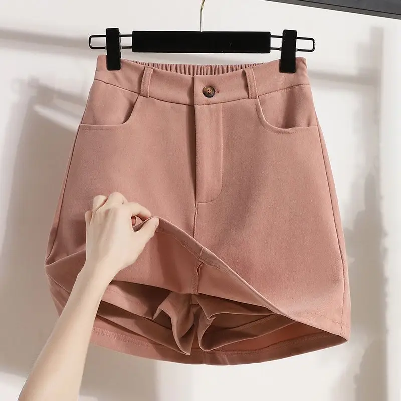

Elegant elastic waist, brushed elastic shorts skirt, women's spring and autumn new design, slimming A-line skirt