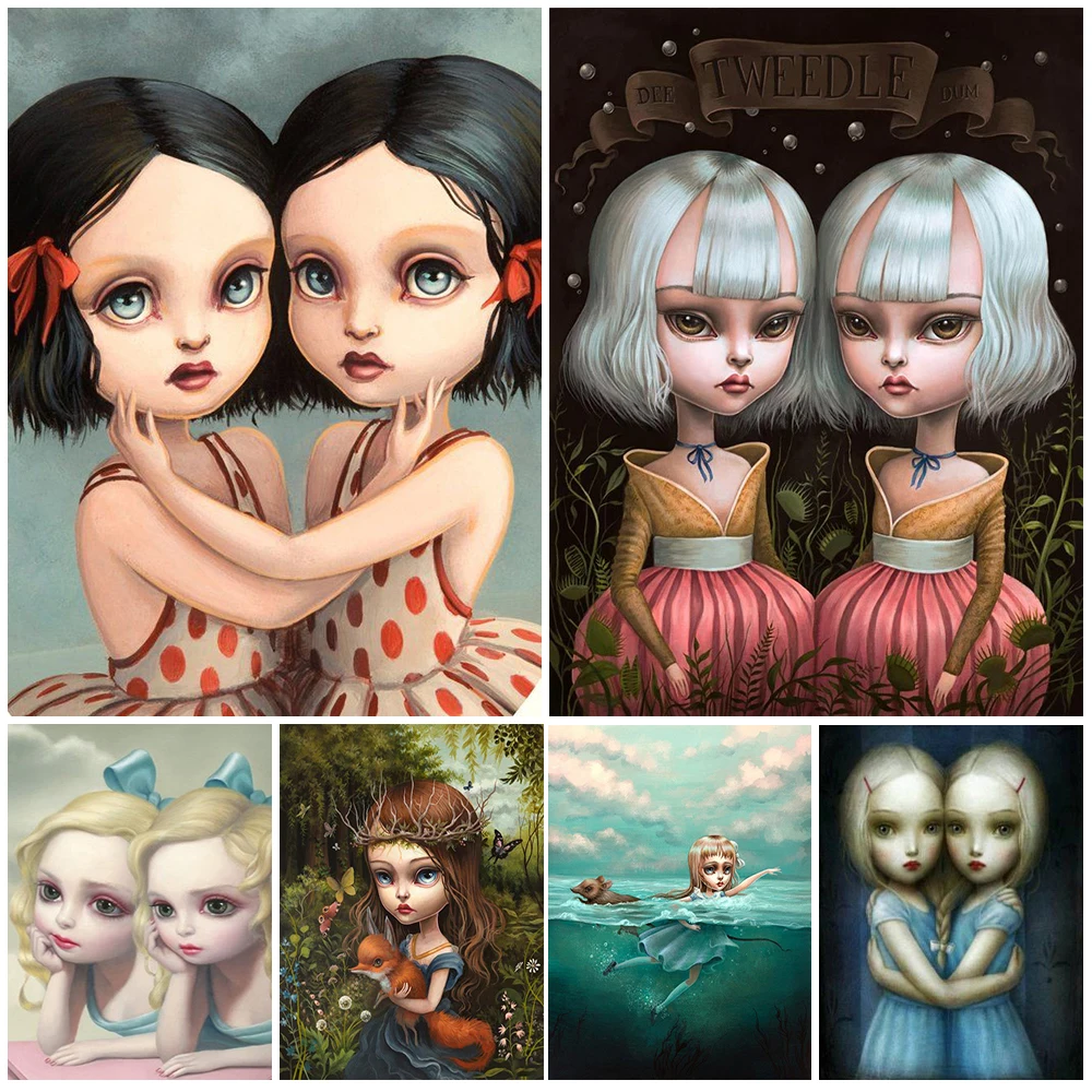 Vintage chica gótica Twin Sweet Unholy One Mab cuadro sobre lienzo para pared carteles e impresiones cuadros de pared para decoración para sala de estar