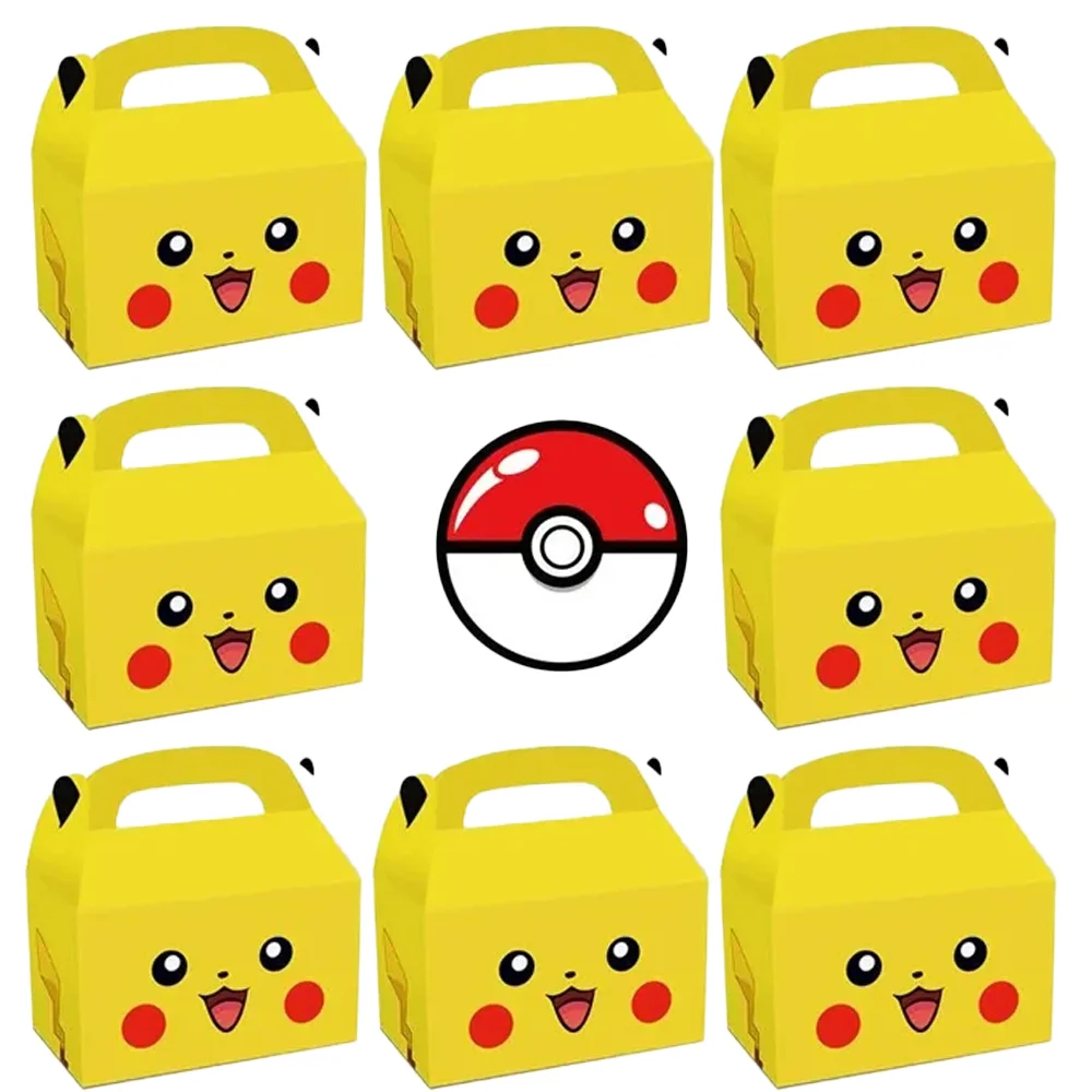 Pokemon Party Favors Birthday Party Supplies Pikachu Paper Gift Bags Candy Handle Boxs Baby Shower For Children\'s Birthday Party