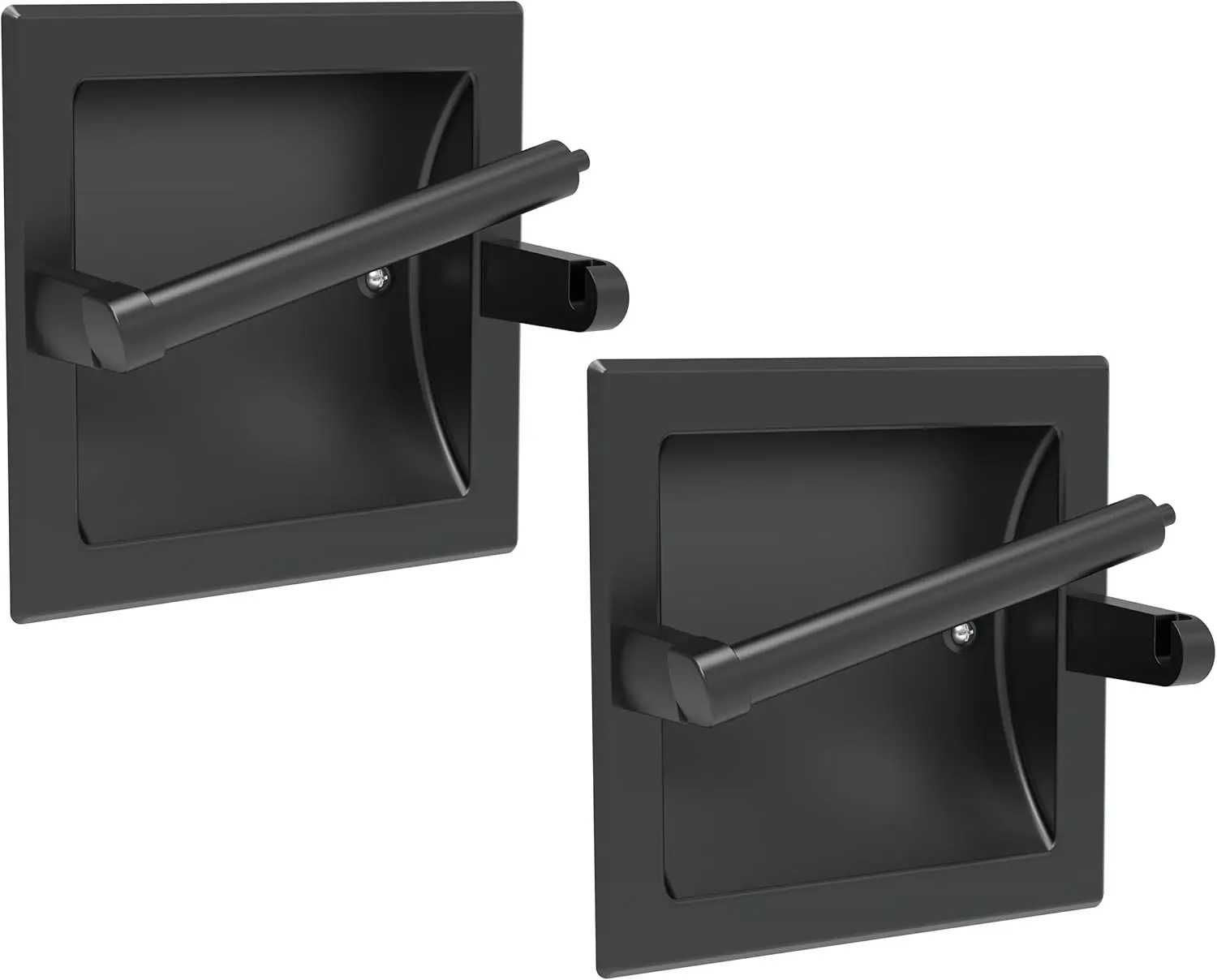 

Recessed Pivoting Toilet Paper Holder, 2-Pack Stainless Steel Wall Mount for Large Rolls in Matte Black