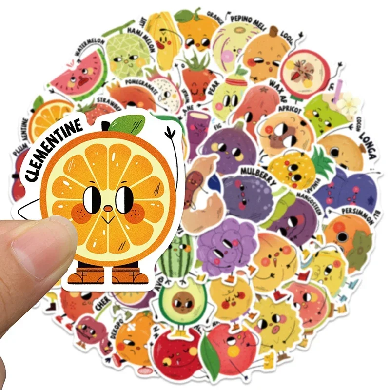 50PCS Cute Fruit Stickers Waterproof Vinyl Decal, Colorful Cartoon VSCO Aesthetic Fruit Sticker Pack for Phone Laptop Skateboard