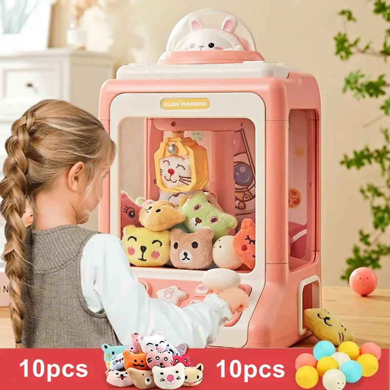 

Coin Doll Machine Kids Operated Automatic Play Game Mini Claw Catch Arcade Crane Toy Machines Dolls Music Interactive Toys Gift