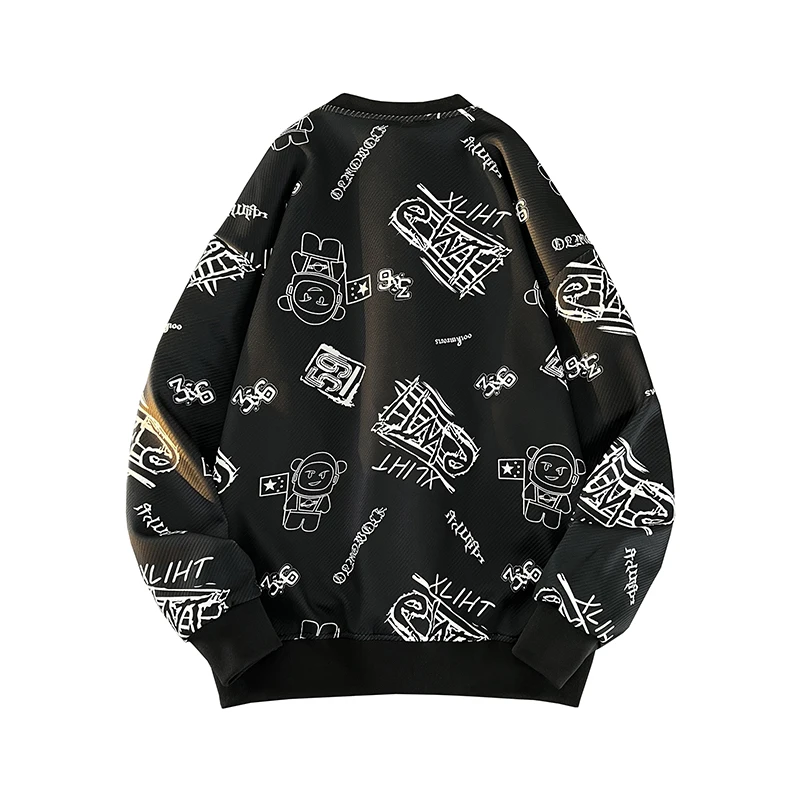 

Модная толстовка с круглым вырезом и длинными рукавами для пар, весна-осень, новинка, бренд HE, свободный крой, дизайн без застежек