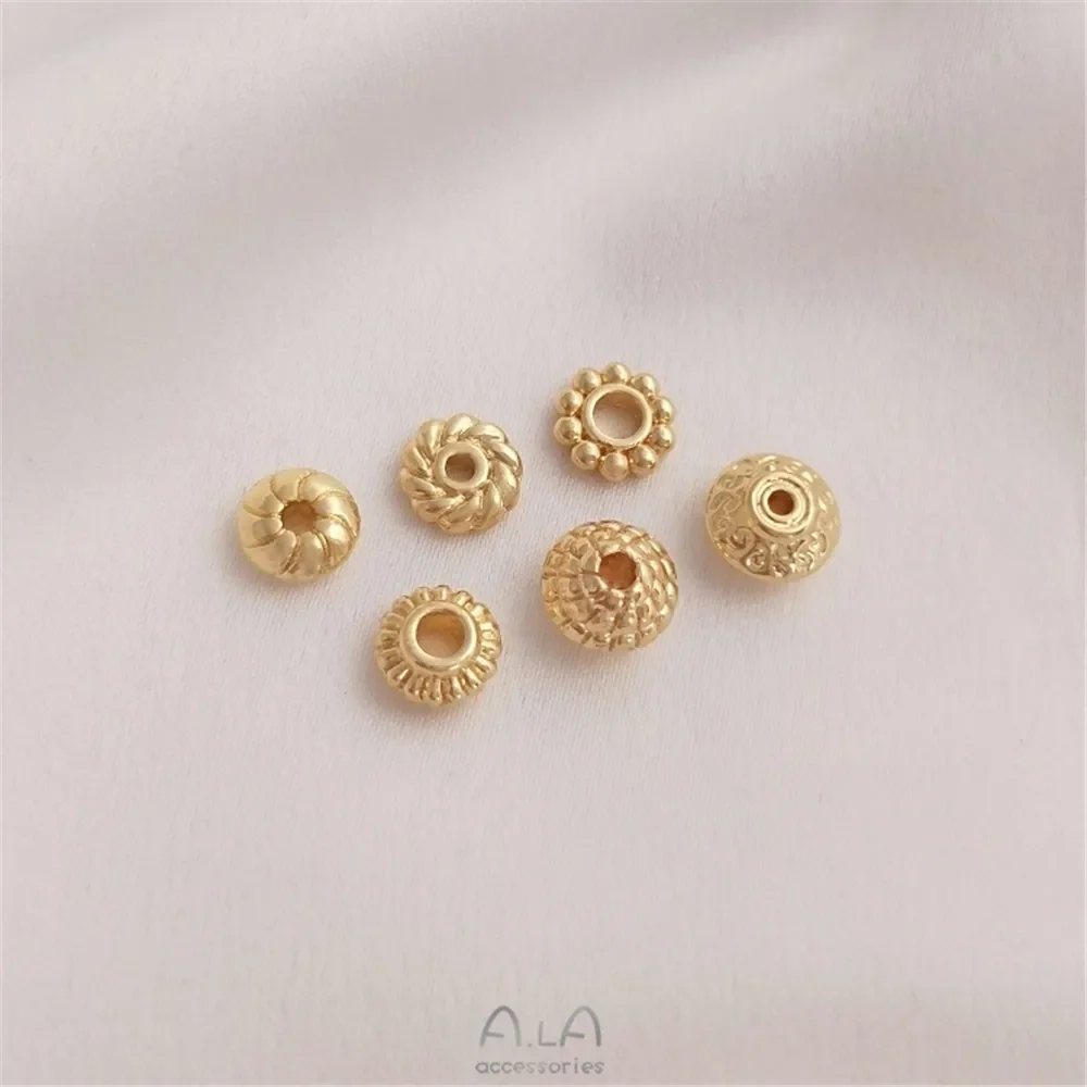 

14K gold wrapped lace spacer snowflake flake UFO Spacer Bead manual DIY beaded bracelet jewelry material accessories