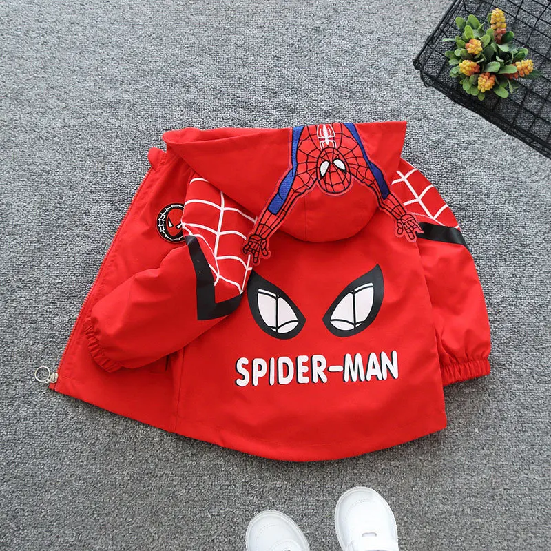 News Spring Autumn Red Blue SpiderMan Thin style Children costume boys Coats Jacket girls Hooded Coat Kids Outwear boy Clothing