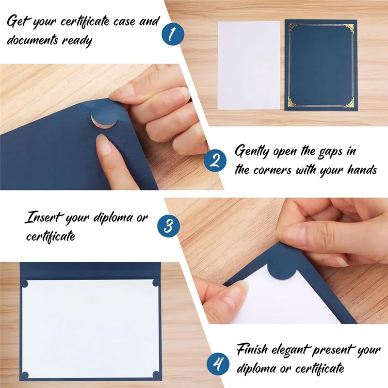 AF93-인증서 보유자, 디플로마 보유자, 문자 크기 8.5X11인치용 금박 테두리가 있는 인증서 커버