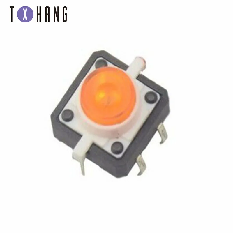 5PCS 1 set 12X12 Tactile Push Button Switch Momentary Tact LED 5 Color 12X12mm 12*12mm 50MA diy electronics