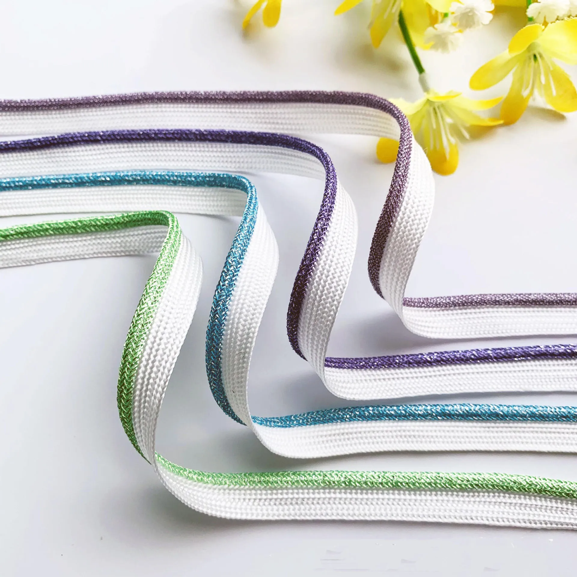 

10mm Green Blue Purple Glitter Piping Bias Cord Tape Binding Cloth For DIY Patchwork Garment Sewing Cheongsam Skirt Textile Edge