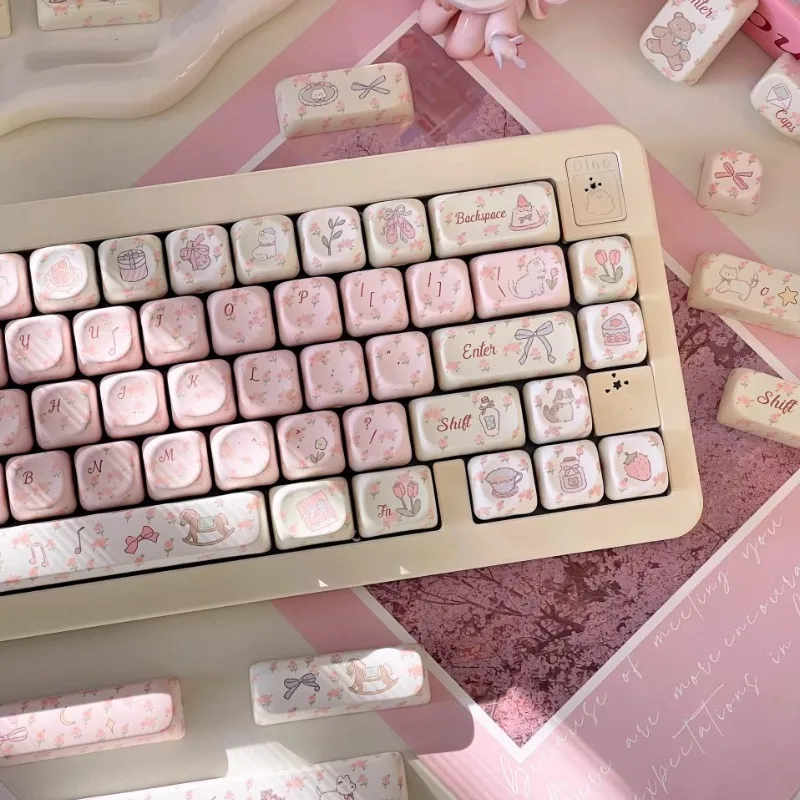 Gift of Spring Theme Keycaps Set Customized PBT Sublimation Cherry/MOA Profile Keyboard Cap for Mechanical Keyboard Accessories