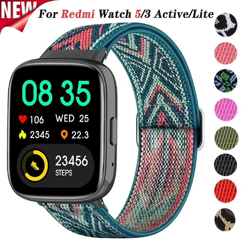 

Нейлоновый ремешок для Xiaomi Redmi Watch 5/3 Active/Lite, эластичный ремешок-браслет для Redmi Watch 5/3 Lite, сменный браслет