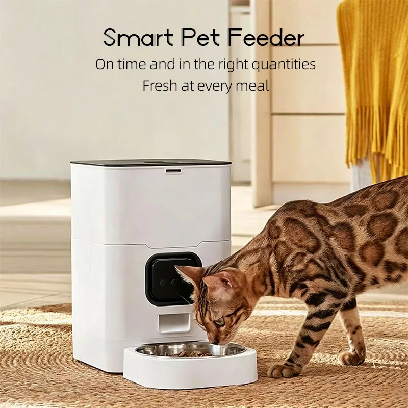 4L/6L Intelligent Pet Feeder Food Regular and Fixed Amount WiFi Remote Control Feeding of Cats and Dogs Stainless Steel Bowl