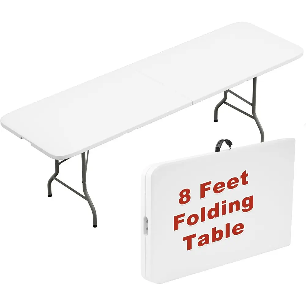 

Folding Table, 8-Foot Heavy-Duty, Portable Utility for Indoor, Outdoor, Picnics, and Parties