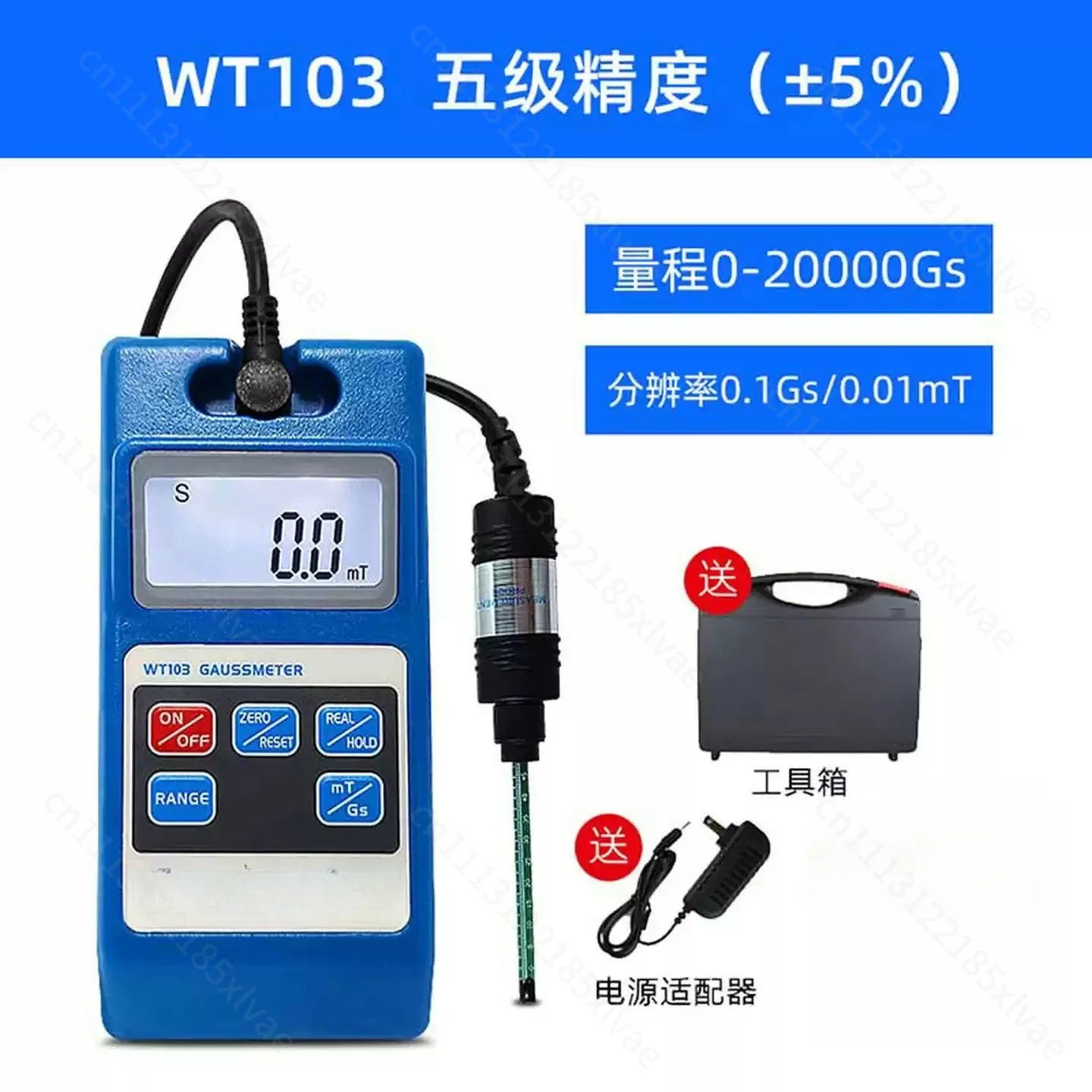 WT103 Digital Tesla Meter Magnetometer 0.01MT Resolution Magnetic Field Detector for Magnet Force Testing Magnetic Measuring