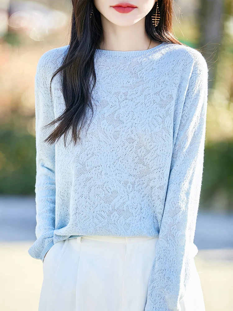 2026 new lace slimming fashion wool knitted base sweater for women's spring and autumn new pullover women's top sweater