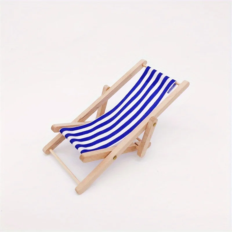 4-piece Wooden Beach Chair Model Foldable Wooden Beach Chair Doll House Furniture DIY Fairy Tale Garden Decoration Kit