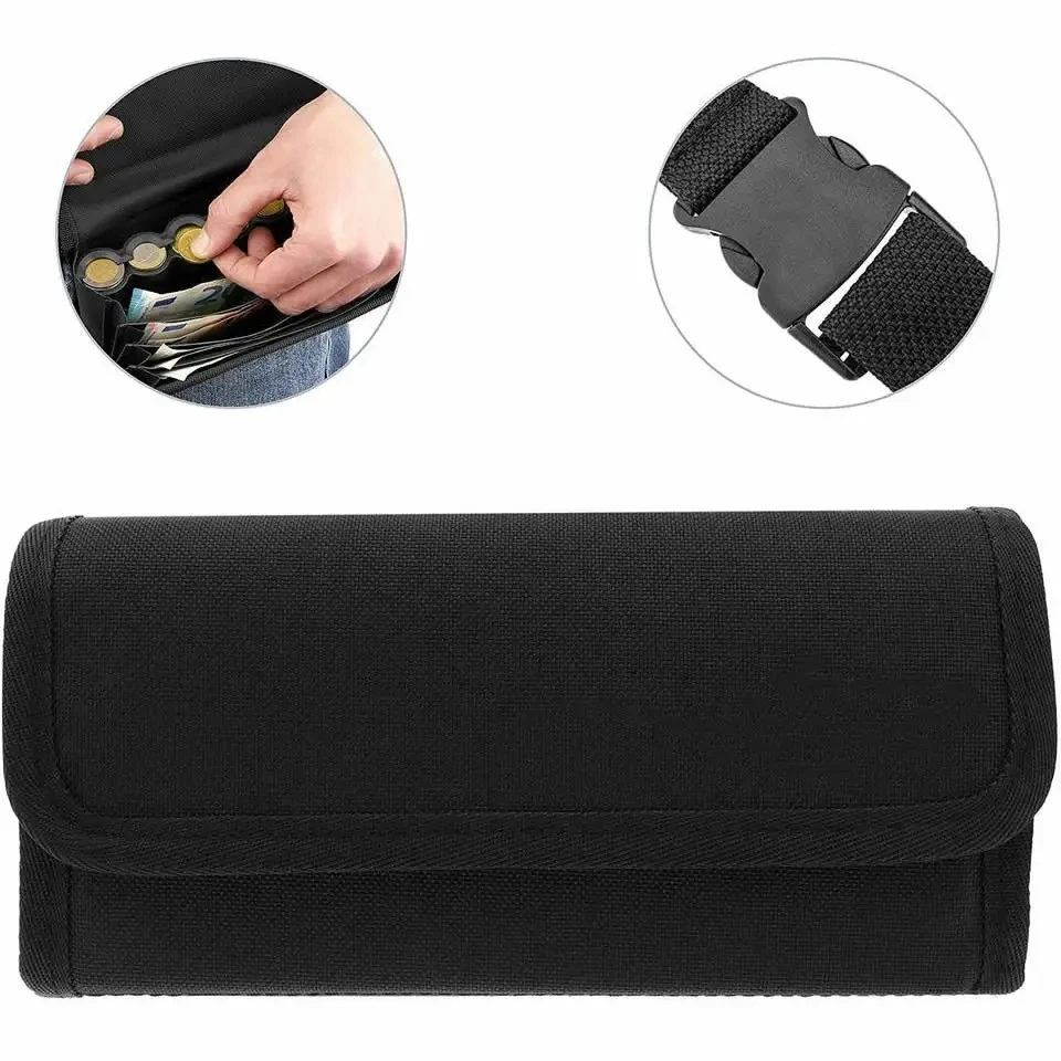 New Creative Portable Multi Pockets Coin Storage Bag 8 Slots Euro Coin Holder Cash Money Bills Safe Fanny Pack Storage Safe Box