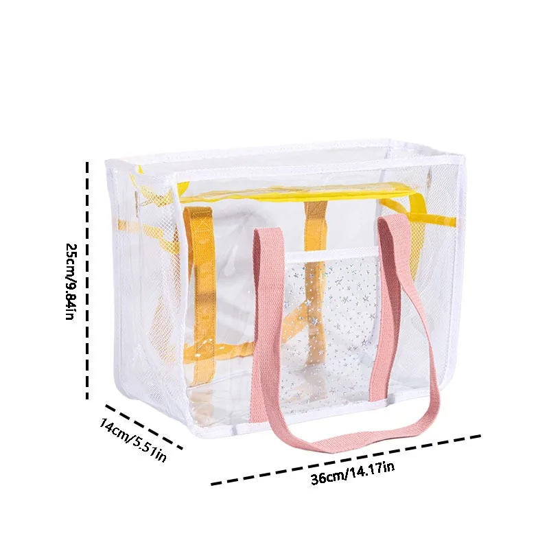 1PC Beach Bag Large Capacity Transparent Bag PVC Waterproof Wash Storage Tote Bag Handbag