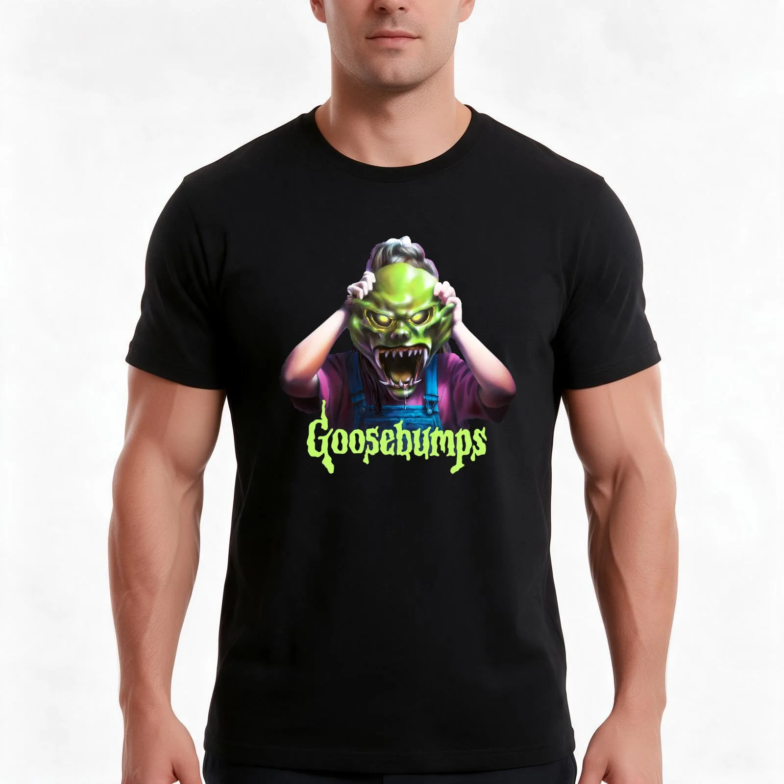 Goosebumps The Haunted mask T-Shirt Summer Casual Cotton Tee Oversized Streetwear Tops Vintage Graphic Print 100% Cotton