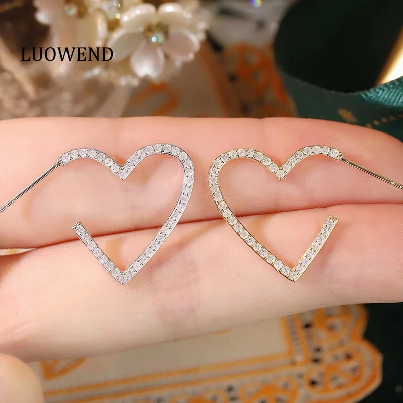 

LUOWEND 100% серьги из белого/желтого золота 18 карат, женские модные серьги в романтическом стиле, 0,70 карат, серьги с натуральными бриллиантами, изысканные ювелирные изделия