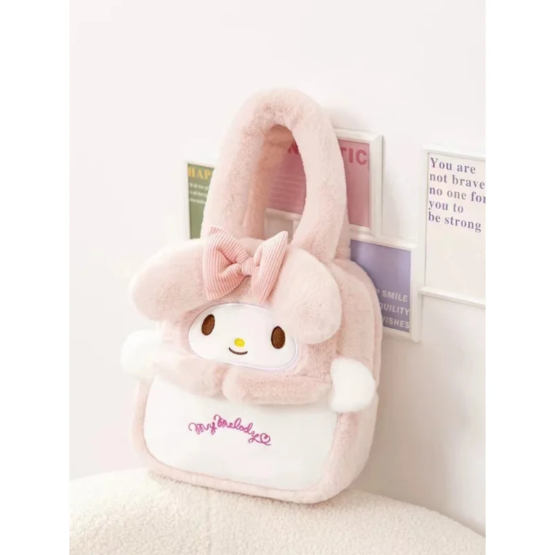 2023 New Sanrio Plush Shoulder Bags Kawaii Hello Kitty Crossbody Bags for Women Cute Melody Handbag Birthday Gifts for Girls