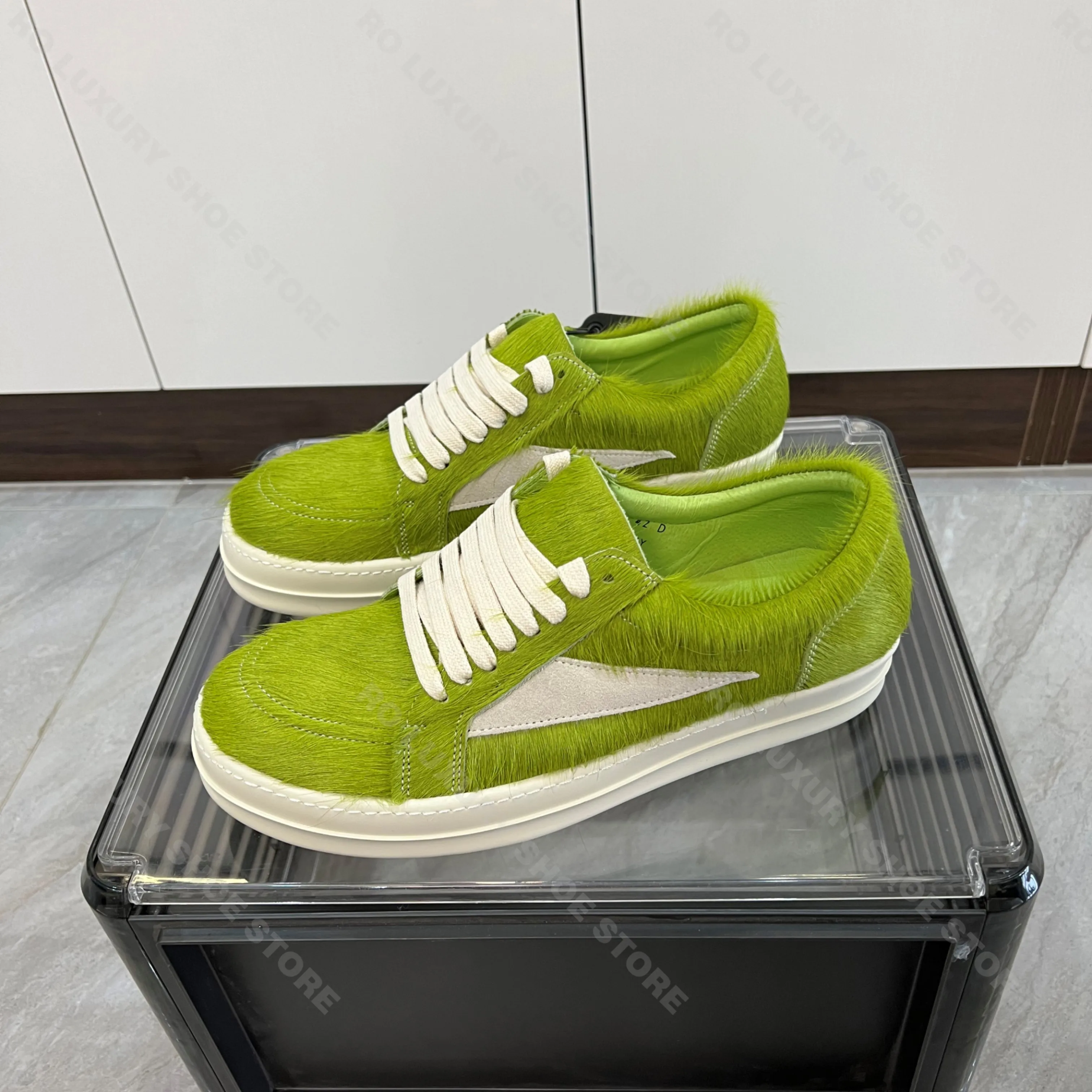 Brand Casual Men Shoe Horsehair Women Sneaker Green Gothic Low Top Laces New Fashion Designer Punk Outdoor Flat Shoe For Autumn