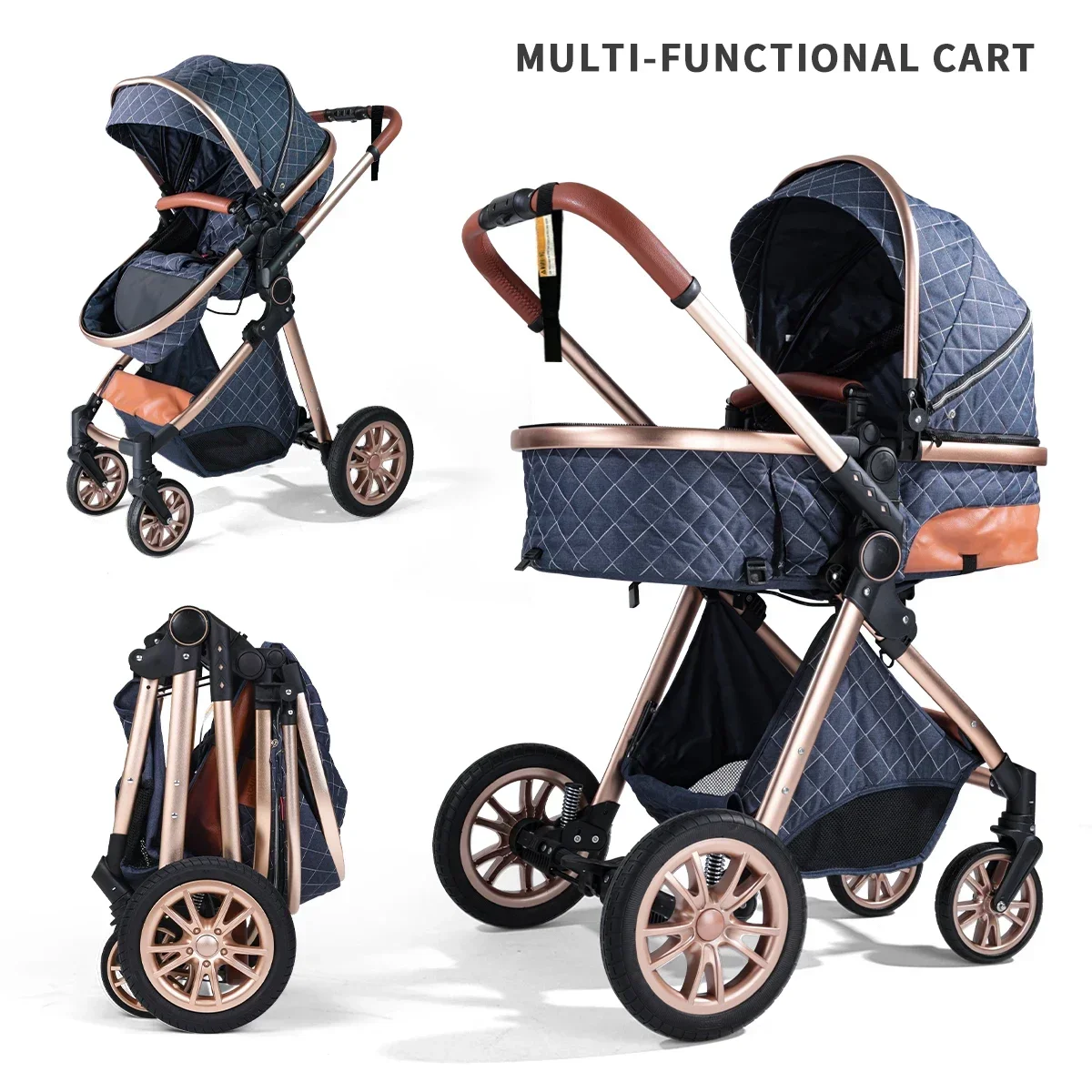 

3-in-1 baby stroller, portable and foldable, with shock absorption function, outdoor camping vehicle, suitable for autumn travel