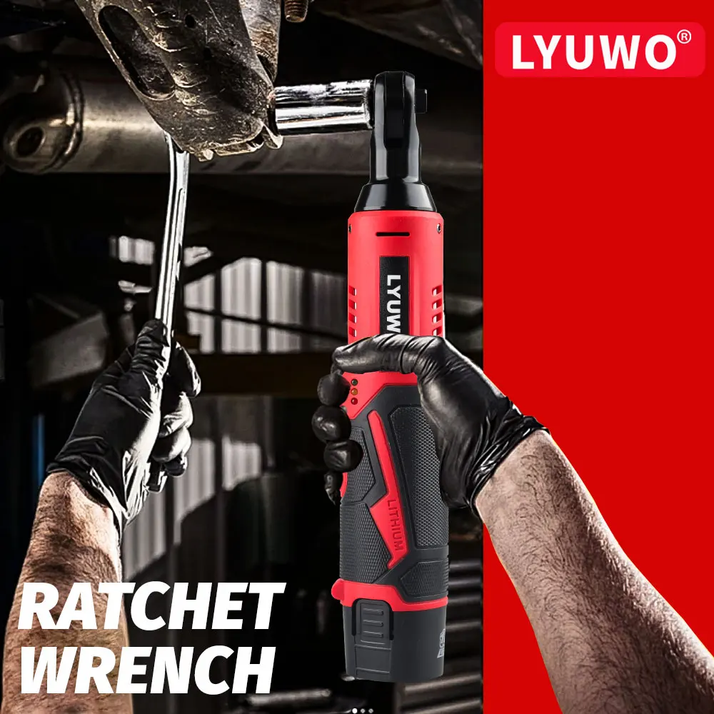 

Lyuwo Home Improvement Lithium Battery Ratchet Wrench for Scaffolding Disassembly in Narrow Spaces, 3/8 Rechargeable Electric Ratchet Set, Angle Drill, Nut Removal, Adjustable Speed, Car Maintenance Tool, Birthday Gift