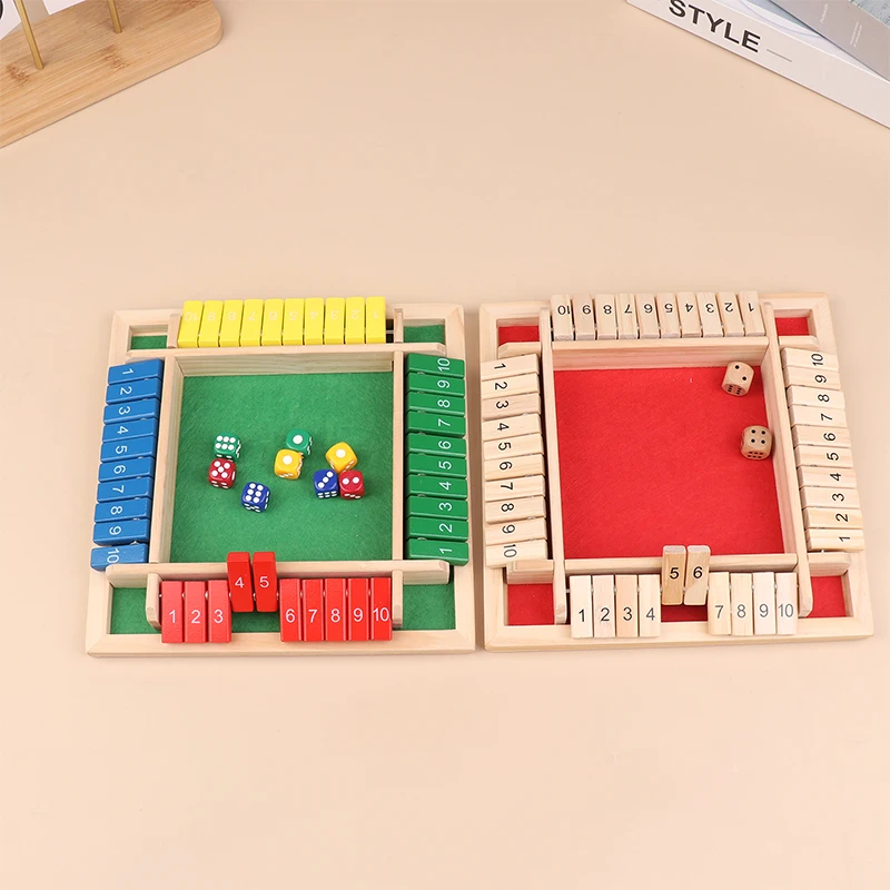 

Новый четырехсторонний набор настольных игр с 10 цифрами Shut The Box, игральные кости для 4 игроков, настольные игры с номером для вечеринок для взрослых и семьи