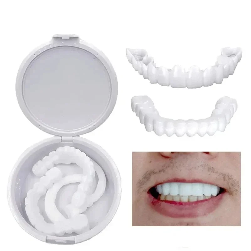 Temporary Teeth Veneers Kit, Whitening False Teeth Cover, Comfortable Fit Dentures Braces for Perfect Smile Cosmetic Dental Vene