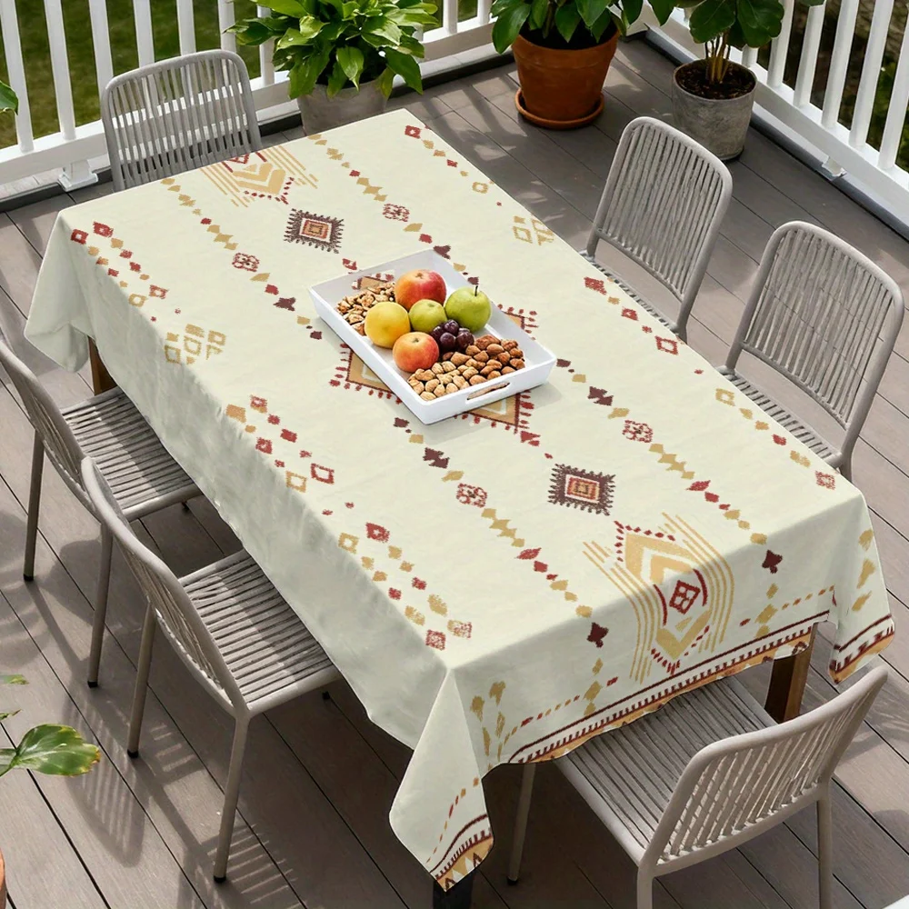 One geometric tribe art rectangular tablecloth design, fine-tune your dining table and enhance your dining space