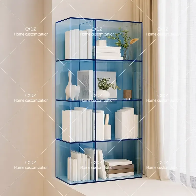 Acrylic Bay Window Cabinet Balcony Storage Unit Transparent Bookshelf for Bedroom Modern Simple Living Room Display Shelf
