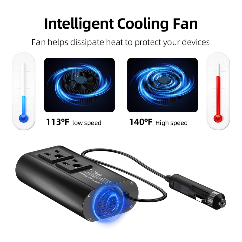 Convertitore a onde modificate da 500 W con presa USA e 4 USB, convertitore portatile per autoveicoli e domestici da DC12V a AC 110 V 60 HZ