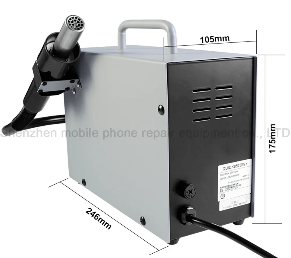 QUICK 857DW+ Soldering Station Adjustable Hot Air Gun Station With Helical Wind 580W SMD Rework Station Heating Element