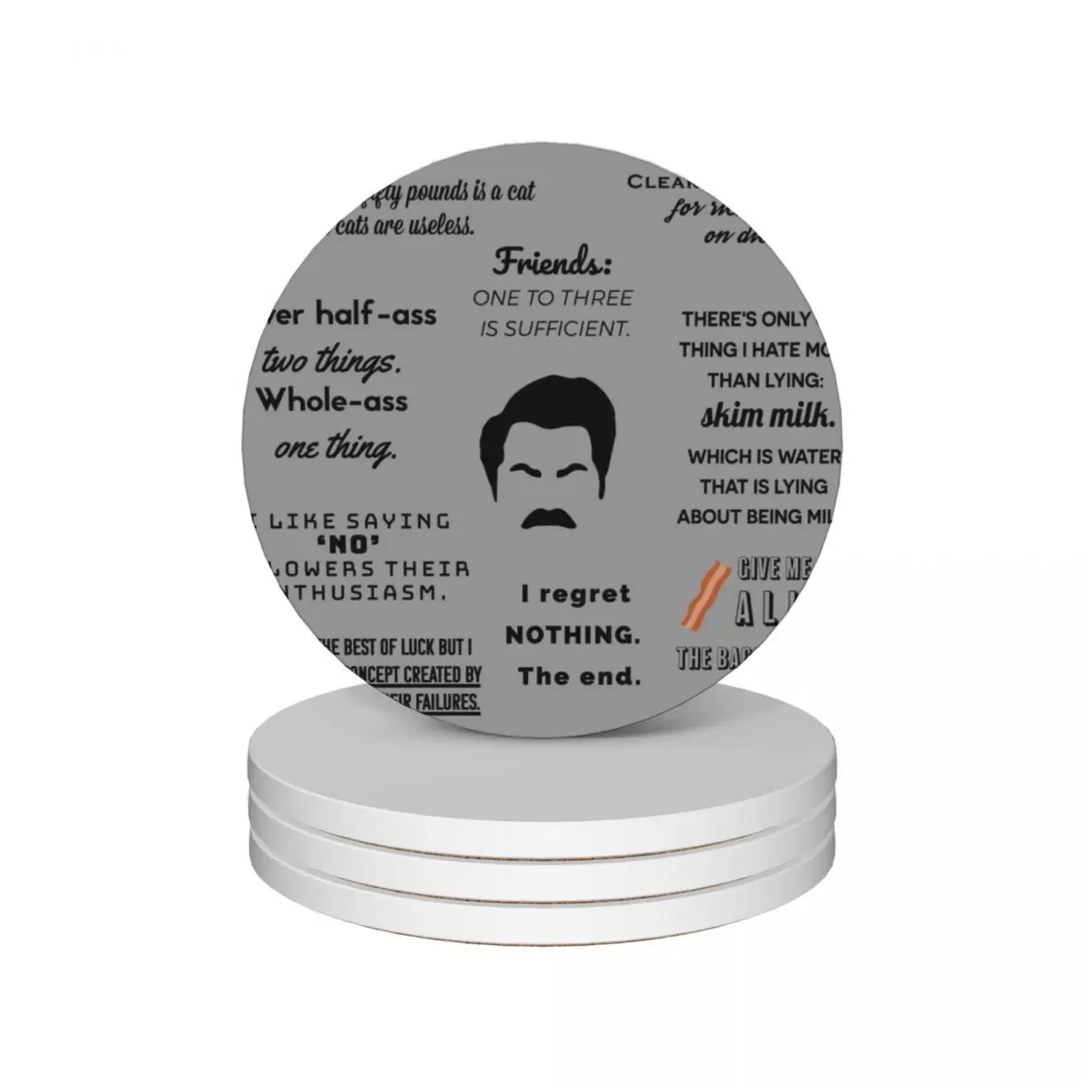 

Ron Swanson - Quotes Ceramic Coasters (Set of 4) coffee cute set Coasters