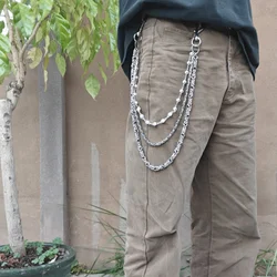 Retro sMonarch Keel Clamp Beads Pearl Pants Chain Three layers Fashion Accessories Hip Hop Punk One's Waist Concise y2k KeyChain